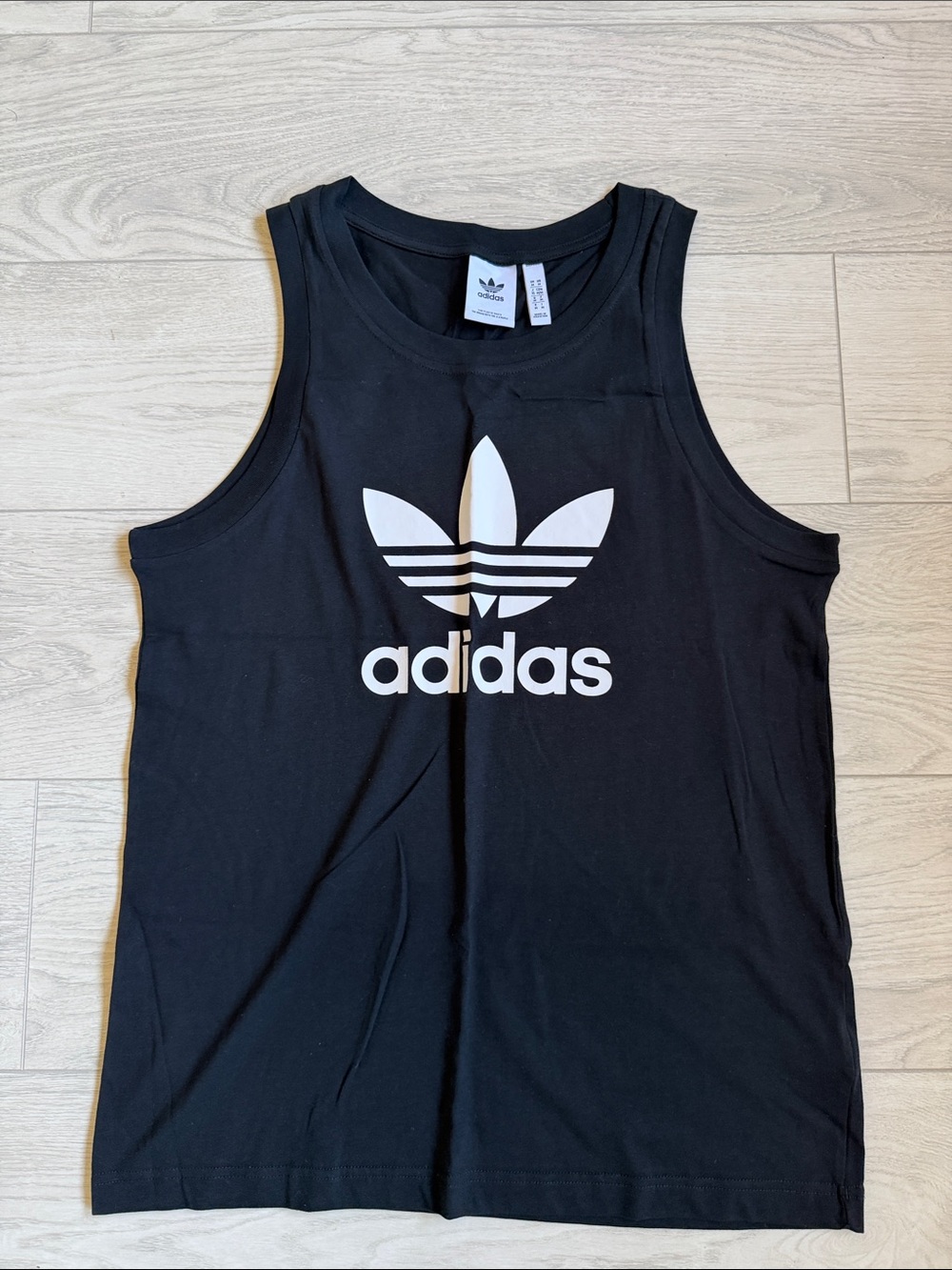adidas Black Tank with White Trefoil Logo